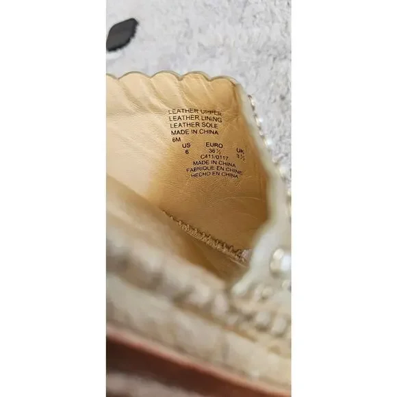 POUR LA VICTOIRE Womens Metallic Gold Leather Slide Sandals 6M EU‎ 36.5 - Picture 5 of 5